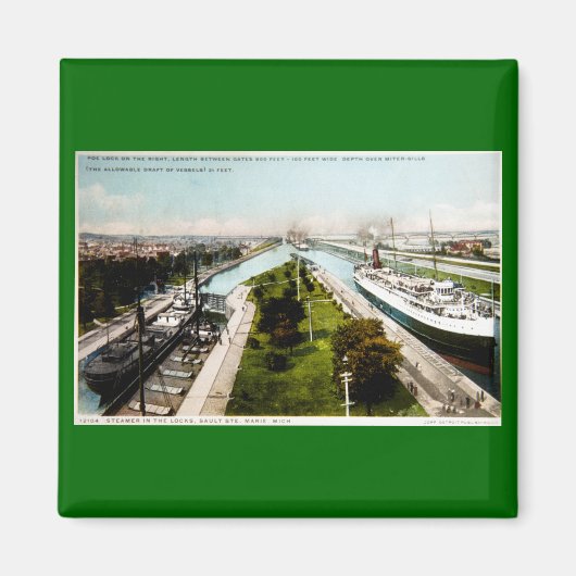 Stoomboot in de Sloten, Sault Ste.Marie, Michigan Magneet (Voorkant)