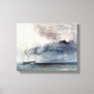 Stoomboot in een Storm, c.1841 (m/c & potlood op p Canvas Afdruk