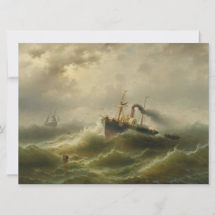 Stoomboot in een Storm op het Noord Zee Kaart