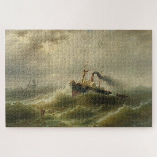 Stoomboot in een Storm op het Noord Zee Legpuzzel (Horizontaal)
