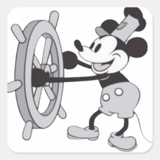 Stoomboot Mickey Vierkante Sticker (Voorkant)