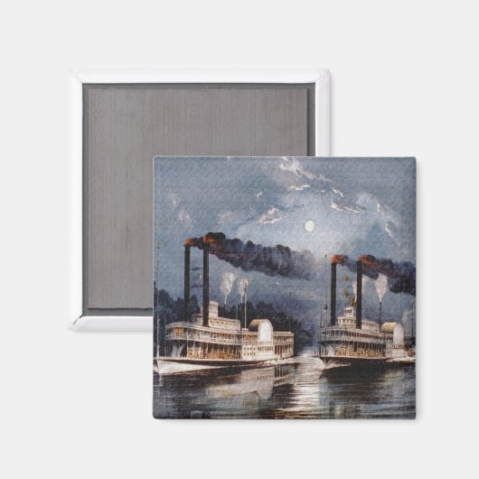 stoomboot op de Mississippi Magneet (Voorkant / Achterkant)