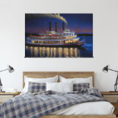 Stoomboot op de Mississippi, nautische kunst Canvas Afdruk (Insitu (Slaapkamer))