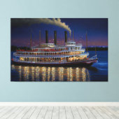 Stoomboot op de Mississippi, nautische kunst Canvas Afdruk (Insitu (Houten vloer))