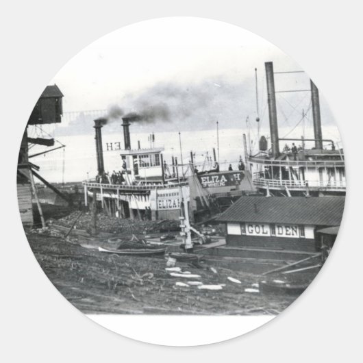 stoomboot ronde sticker (Voorkant)