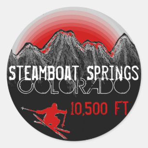 Stoomboot Springs Colorado artsy ski rode stickers