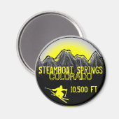 Stoomboot Springs Colorado gele skimagneet Magneet (Voorkant / Achterkant)