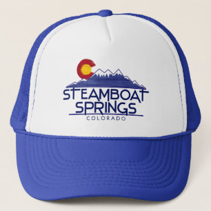 Stoomboot Springs Colorado houten bergen hoed Trucker Pet