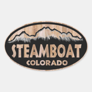 Stoomboot Springs Colorado houten teken ovale stic Sticker