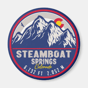 Stoomboot Springs Colorado Retro Sunset Souvenirs Magneet