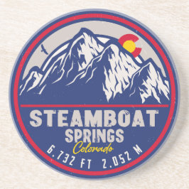 Stoomboot Springs Colorado Retro Sunset Souvenirs Zandsteen Onderzetter