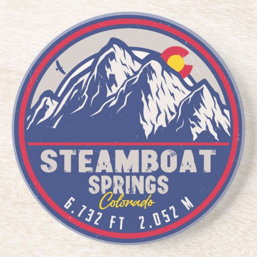 Stoomboot Springs Colorado Retro Sunset Souvenirs Zandsteen Onderzetter (Voorkant)