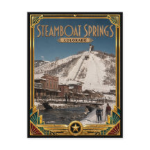 Stoomboot Springs Colorado Vintage Art Deco Goud