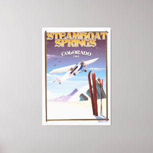 Stoomboot Springs colorado vintage reisposter Canvas Afdruk