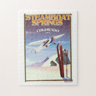 Stoomboot Springs colorado vintage reisposter Legpuzzel