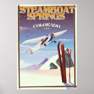 Stoomboot Springs colorado vintage reisposter Poster