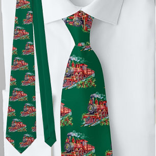 Stoomboot Train Red op Green Festival Stropdas