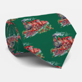 Stoomboot Train Red op Green Festival Stropdas (Opgerold)