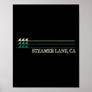 Stoombootlaan Californië Break Surfen Retro Golf Poster