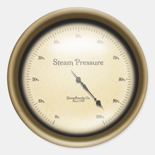 Stoomdrukmeter Steampunk Industrial Ronde Sticker (Voorkant)