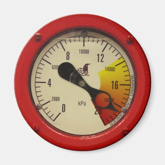 Stoomdrukmeter - waarschuwing! Magneet (Voorkant)