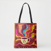 Stoomend koffiekoppatroon tote bag (Voorkant)