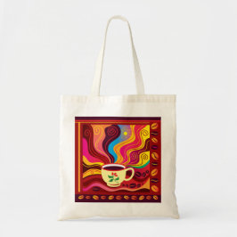 Stoomend koffiekoppatroon tote bag