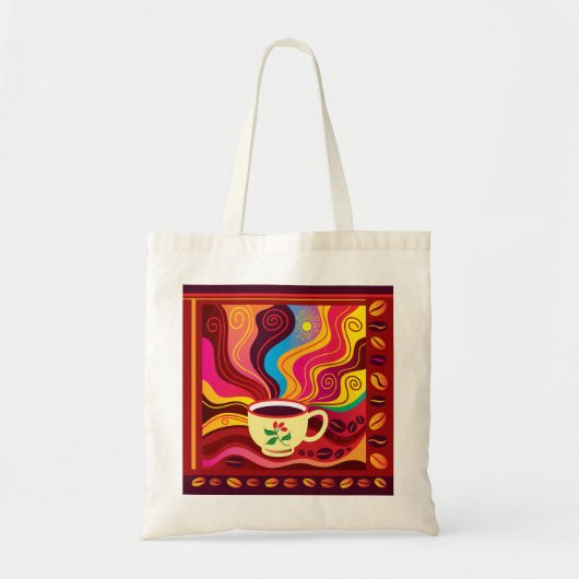 Stoomend koffiekoppatroon tote bag (Voorkant)