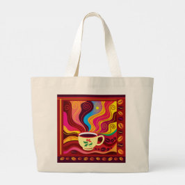 Stoomend Kopje Koffie Patroon Grote Tote Bag