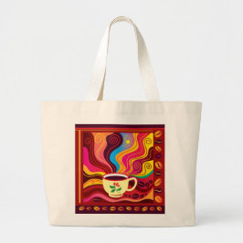Stoomend Kopje Koffie Patroon Grote Tote Bag