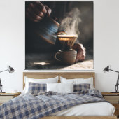 Stoomende Keramische Pour Over Canvas Afdruk (Insitu (Slaapkamer))