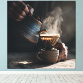 Stoomende Keramische Pour Over Canvas Afdruk (Insitu (Houten vloer))