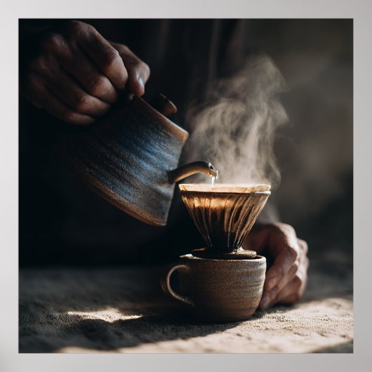 Stoomende Keramische Pour-over Poster (Voorkant)