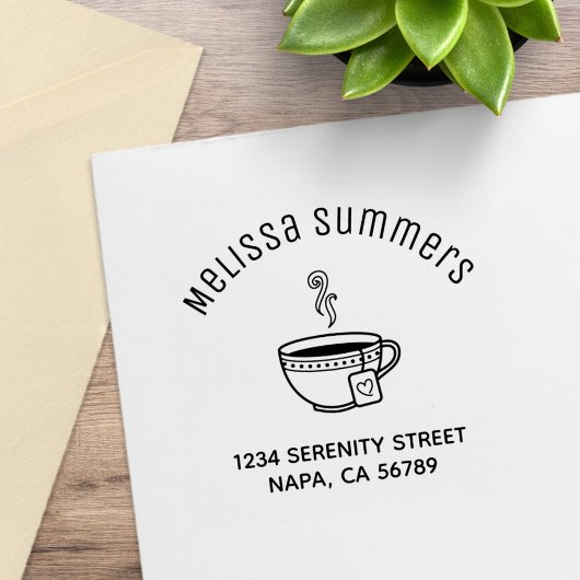 Stoomende Kop Thee Archief Adres Rubberstempel