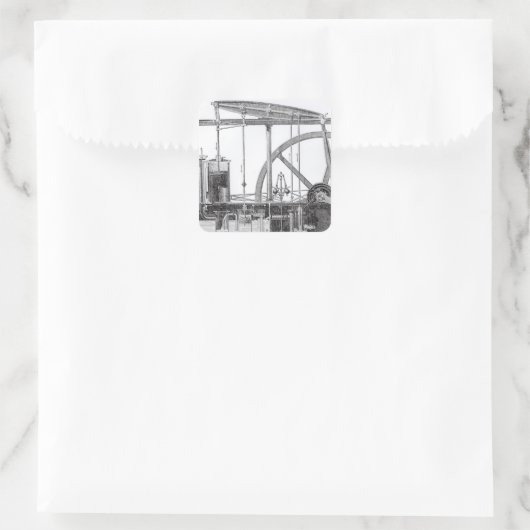 Stoomengine Vierkante Sticker (Tas)