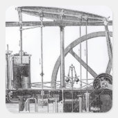 Stoomengine Vierkante Sticker (Voorkant)