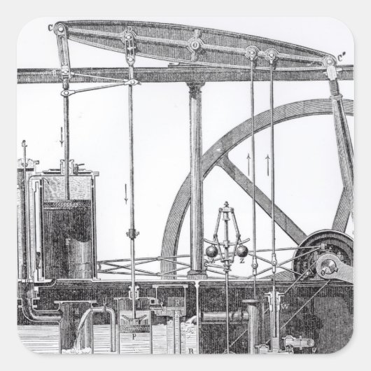 Stoomengine Vierkante Sticker (Voorkant)