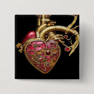 Stoomhart Anatomische Robijnen en Tandwielen Vierkante Button 5,1 Cm