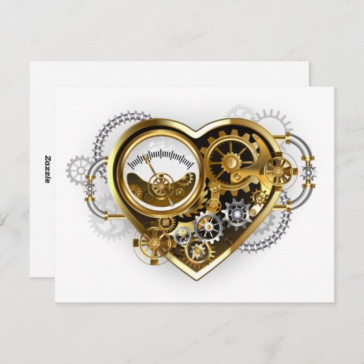 Stoomhart met een Manometer Feestdagenkaart (Voorkant / Achterkant)