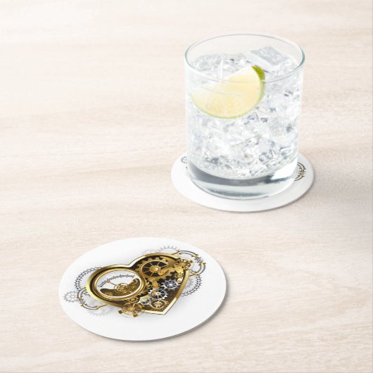 Stoomhart met een Manometer Ronde Kartonnen Onderzetter (Insitu)