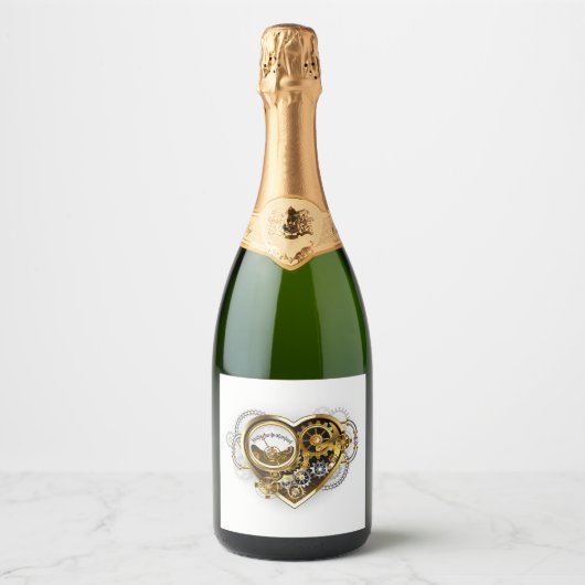 Stoomhart met een Manometer Sparkling Wijnetiket (Voorkant)