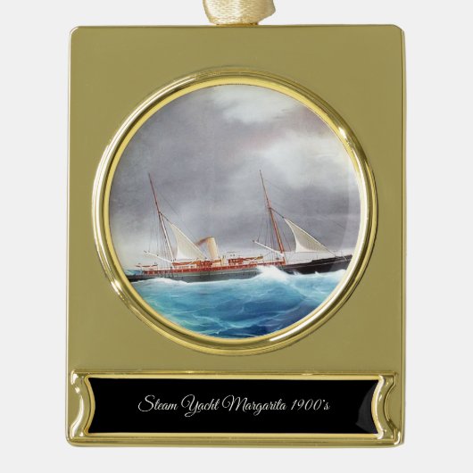 Stoomjacht Margarita 1900's Verguld Banner Ornament (Voorkant)