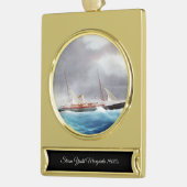 Stoomjacht Margarita 1900's Verguld Banner Ornament (Links)