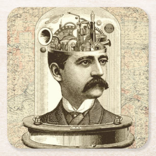 Stoomklok-hersenen STEAMPUNK vintage Kartonnen Onderzetters