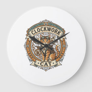Stoomklok Kat Kat Steampunk Vintage Vector Kunst S Grote Klok