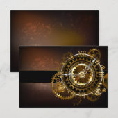 Stoomklok met antieke tandwielen aankondiging (Voorkant / Achterkant)