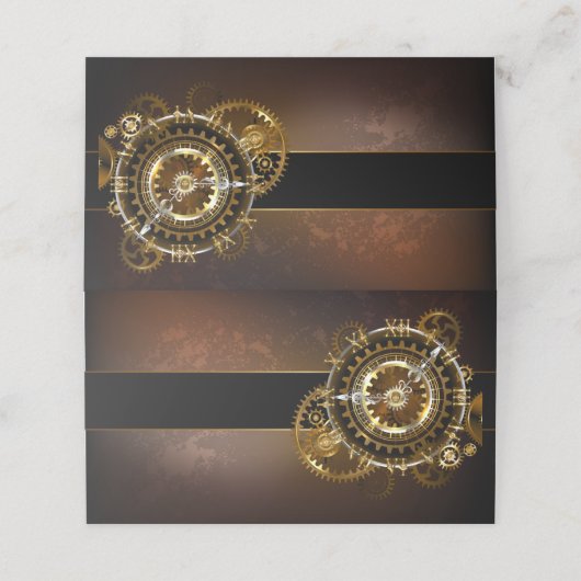 Stoomklok met antieke tandwielen afsprakenkaart (Buitenkant ongevouwen)