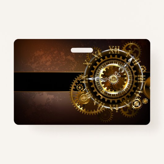 Stoomklok met antieke tandwielen badge (Voorkant)