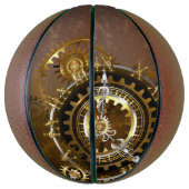 Stoomklok met antieke tandwielen basketbal (Verticaal)