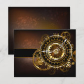 Stoomklok met antieke tandwielen bedankkaart (Voorkant / Achterkant)